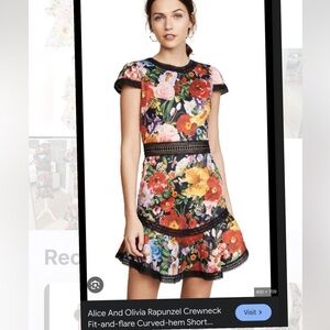 Alice + Olivia Red and Orange Fit and Flare Mini Dress